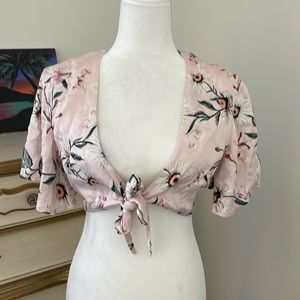 Pretty pink floral top. Perfect over a tank with white pants or denim shorts.
